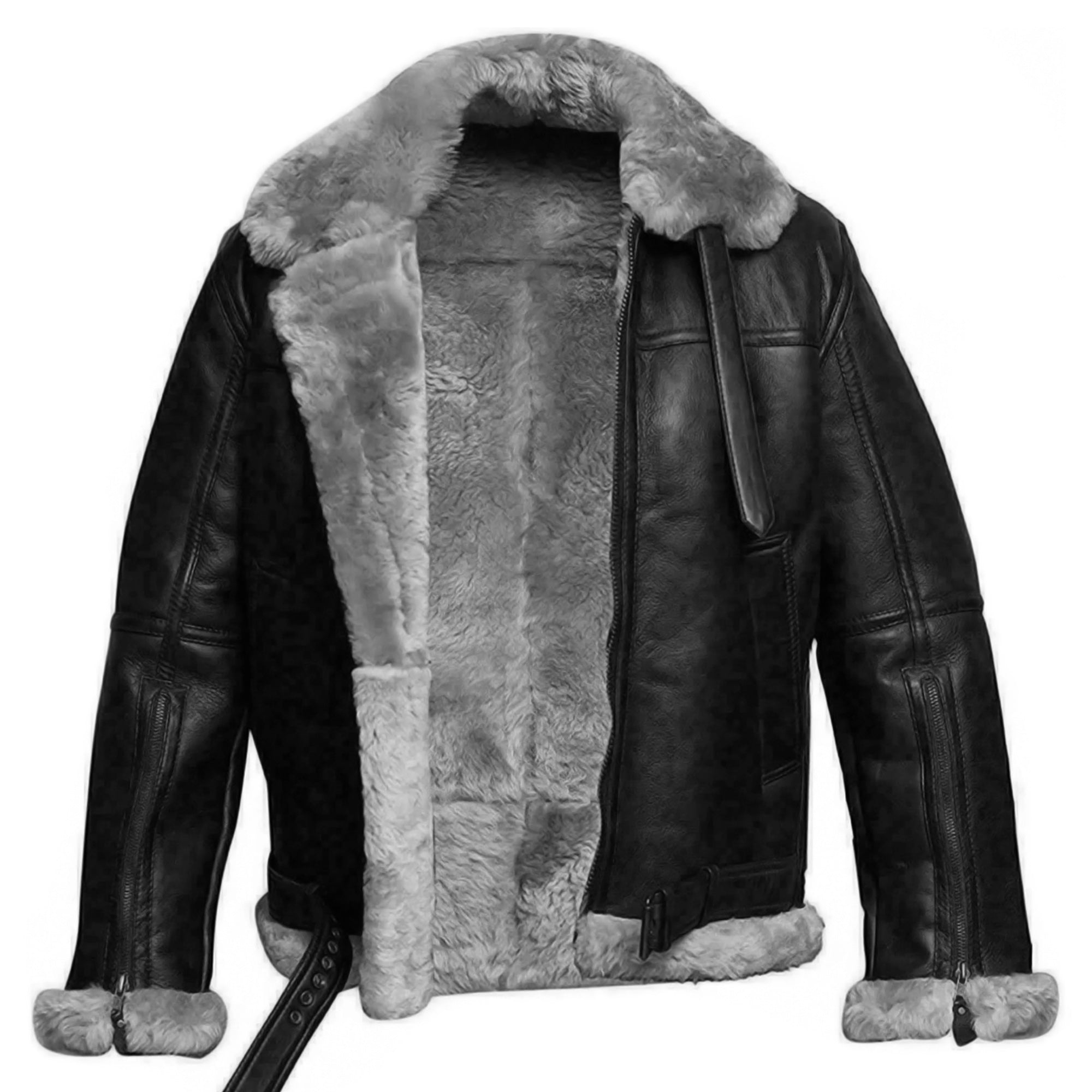 B3 Bomber Jacket For Men Real Sheepskin RAF Leather Jacket