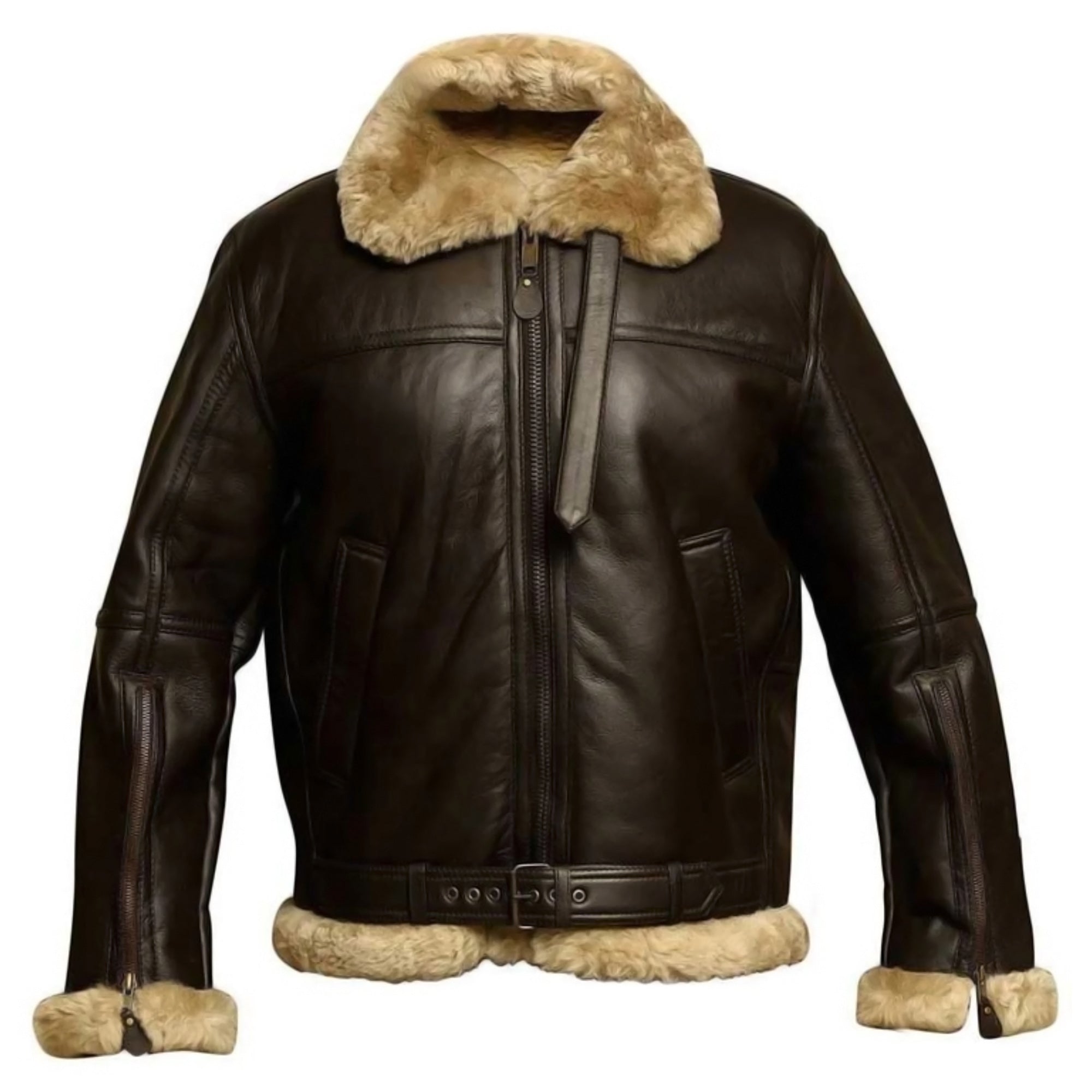 B3 Bomber Jacket For Men Real Sheepskin RAF Leather Jacket