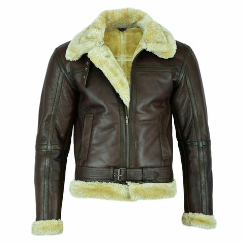 B3 Bomber Jacket For Men Real Sheepskin RAF Leather Jacket