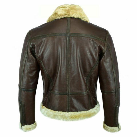 B3 Bomber Jacket For Men Real Sheepskin RAF Leather Jacket