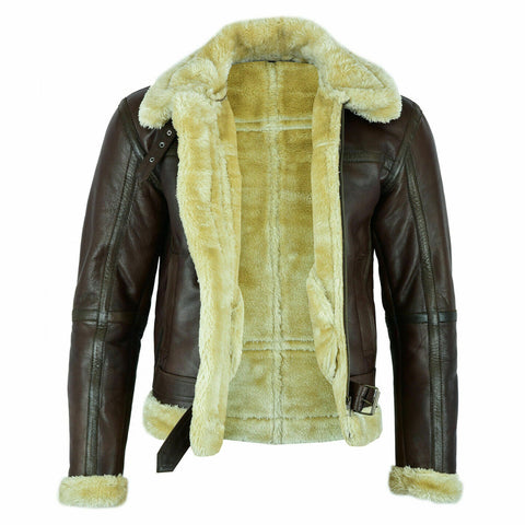 B3 Bomber Jacket For Men Real Sheepskin RAF Leather Jacket