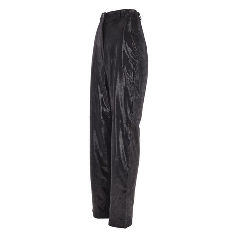 Womens Black Leather Trousers in Snake Print