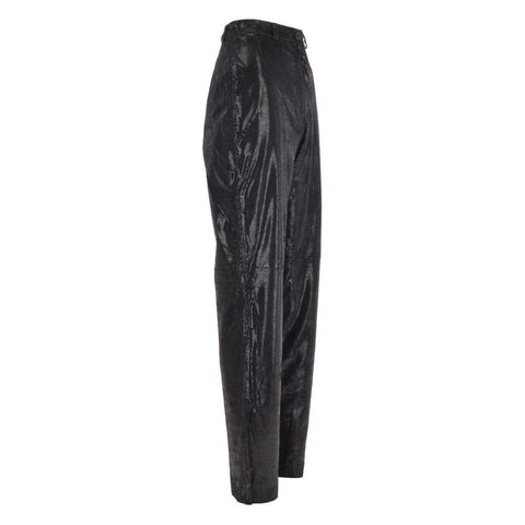 Womens Black Leather Trousers in Snake Print