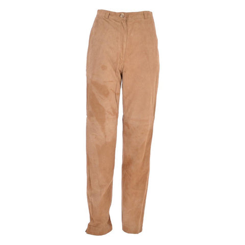 Womens Suede Leather Trousers Sand/Sue