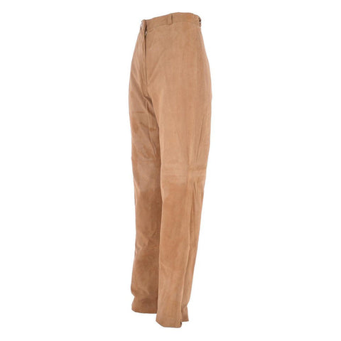 Womens Suede Leather Trousers Sand/Sue