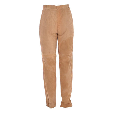 Womens Suede Leather Trousers Sand/Sue