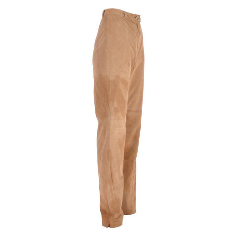 Womens Suede Leather Trousers Sand/Sue