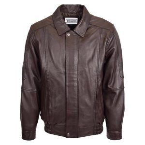 Classic Leather Bomber Jacket Jim Brown Nappa