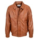 Classic Leather Bomber Jacket Jim Tan