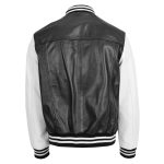 Leather College Boy Varsity Jacket Garry Black White