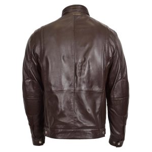 Men's Standing Collar Leather Jacket Tony Brown