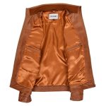 Mens Standing Collar Leather Jacket Tony Tan