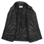 Mens Leather Reefer Jacket Button Fastening Jerry Black