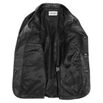 Mens Classic Three Button Soft Leather Blazer Black