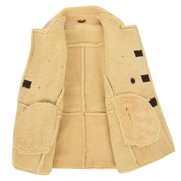 Mens Double Breasted Sheepskin Jacket Brown