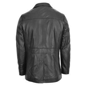 Mens Classic Leather Reefer Jacket Black