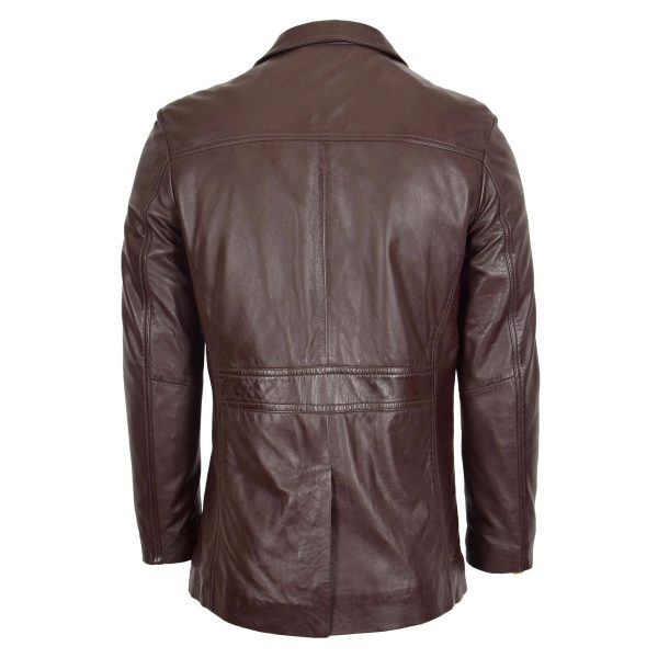 Mens Classic Leather Reefer Jacket Brown