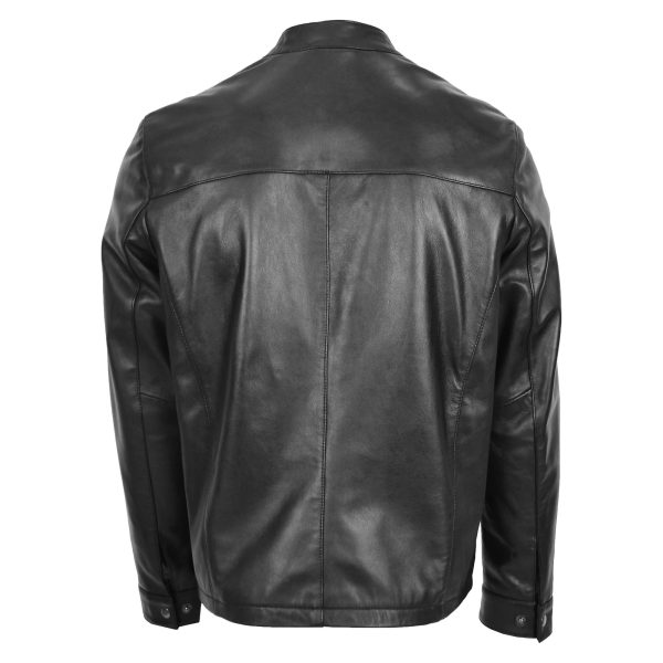 Mens Leather Standing Collar Jacket Paul Black