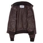 Womens Leather Classic Bomber Jacket Motto Brown