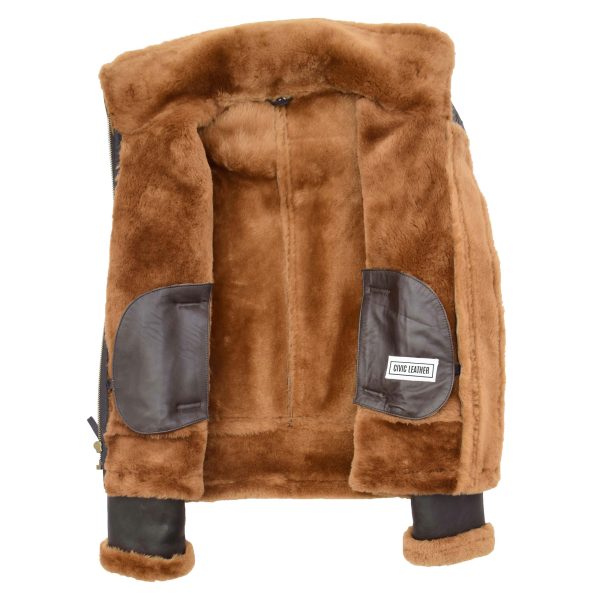 Womens Sheepskin B3 Detachable Hoodie Jacket Naomi Brown Ginger Fur