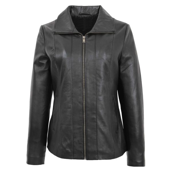 Womens Classic Zip Fastening Leather Jacket Julia Black
