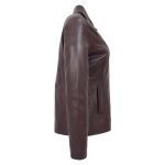 Womens Classic Zip Fastening Leather Jacket Julia Brown