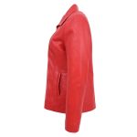 Womens Classic Zip Fastening Leather Jacket Julia Red