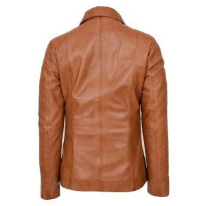 Womens Classic Zip Fastening Leather Jacket Julia Tan