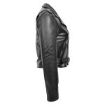 Womens Leather Biker Brando Style Jacket Holly Black