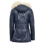 Womens Original Duffle Style Leather Coat Ariel Blue
