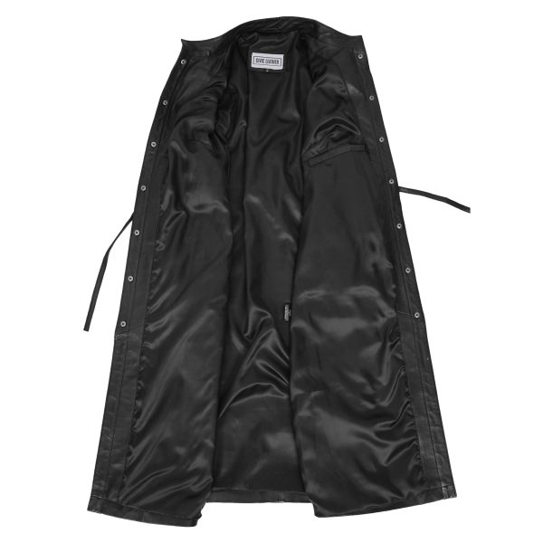 Womens Real Full Length Leather Long Coat Leila Black