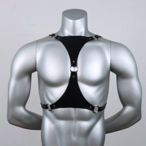 Men's Leather Harness Adjustable Fetish Gay harness Black