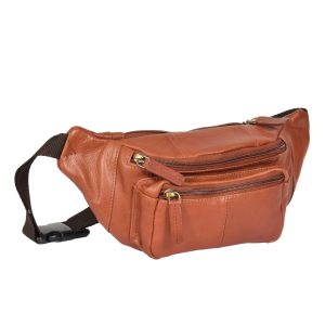 Real Mens Leather Belt Bag Leather Waist bag Brown