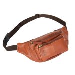 Real Mens Leather Belt Bag Leather Waist bag Brown