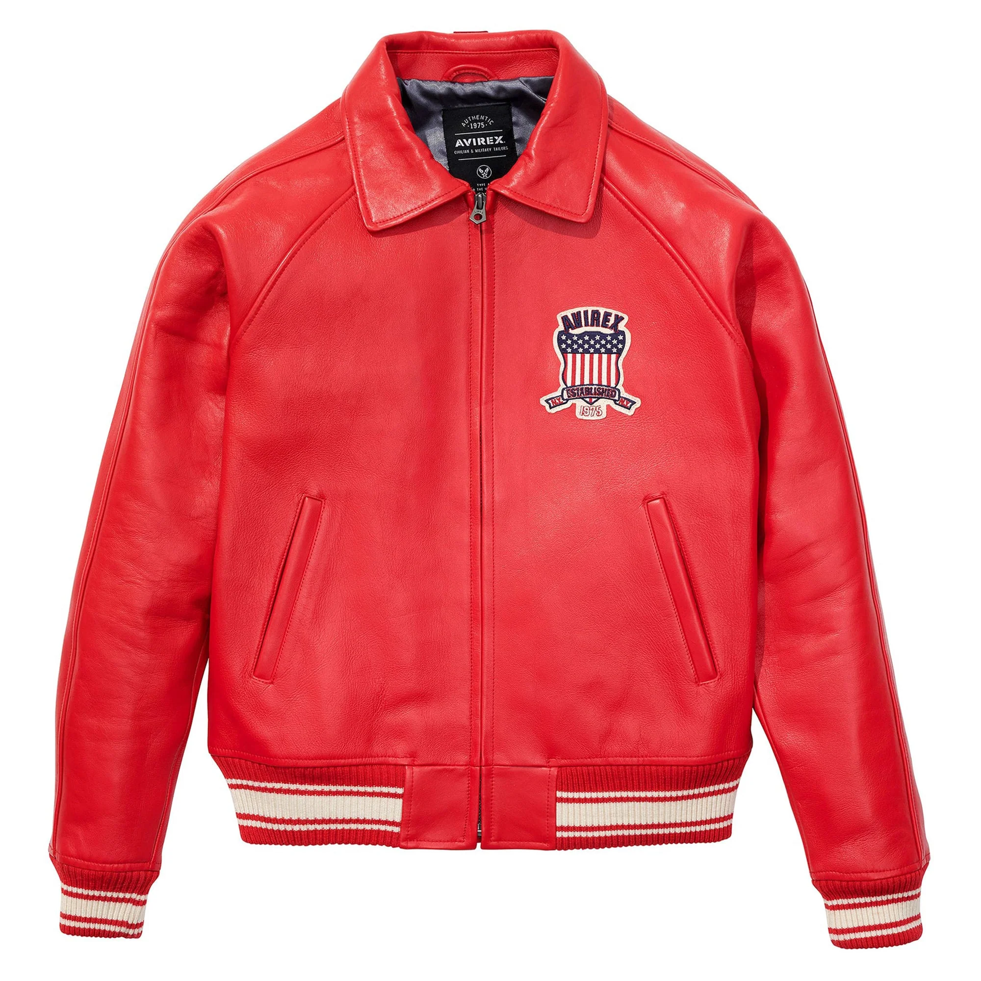 Men's Avirex Leather Jacket Iconic Avirex Jacket (Red) - Civic Leather